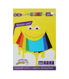 Carton colorat SMART LINE, A4, 7 culori - 7 foi, 200g/m2 ZIBI